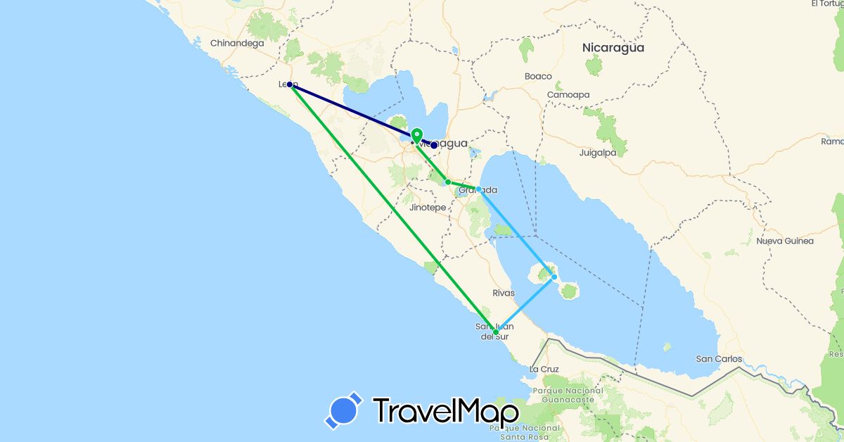 TravelMap itinerary: driving, bus, plane, boat in Nicaragua (North America)